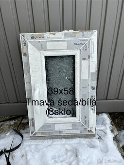 Plastové okno 390x580 2-sklo, 1x šedá, OS Pravá