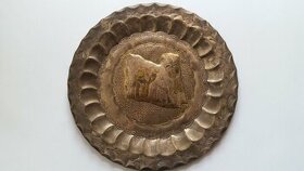 Starý kovový talíř na zeď - Lybia - velbloud - poušť - 1
