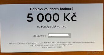 SUITS UP - dárkový poukaz na oblek na mírů - 5000 Kč