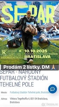 2 vstupenky na Separa 10.10.2025