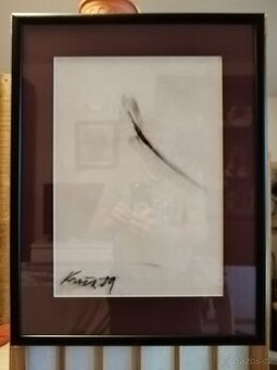 obraz PODSTATA ŽENY, akt, kresba, sign Ant. Kroča 1989