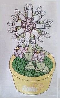 Stavebnice kytka v květináči jako Lego, 91 kostek, nové