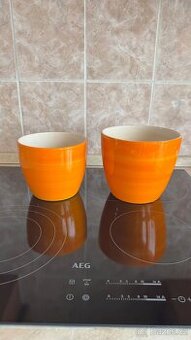 Set tři kusů oranžových keramických květináčů