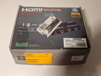 HDMI rozdvojka rozbočovač PremiumCord HDMI Splitter 4K + kab
