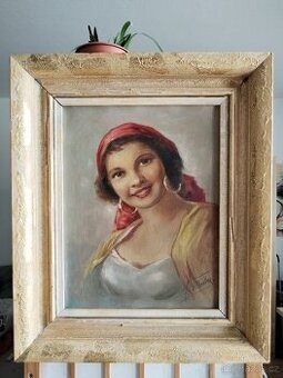 obraz CIGÁNKA III. /dívka, portrét/, olej, František Votruba