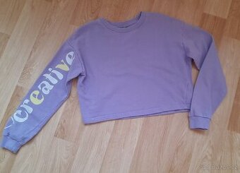 Fialová crop top mikina vel. 146 - 152