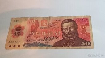 Bankovka 50 Kčs série F 55 - 1