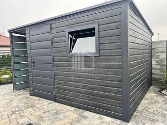 Zahradní domek 3x2,5 + přístřešek 1x2,5m - dveře + okno nors
