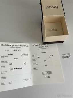 Zásnubní, diamantový prsten, s certifikátem pravosti