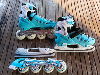Lední a Kolečkové Brusle nastav 35-38 4v1+chranice - 1