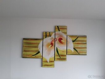 Malovaný obraz – orchidej, 4dílný