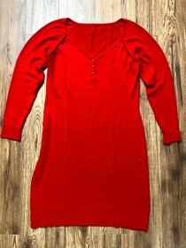 Sexy jasně červené pletené zimní šaty (42/44) - 1