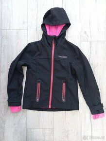 Softshallová dívčí bunda černo-růžová vel. 134/140 - 1