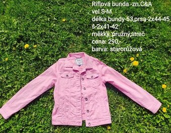 Riflová bunda -růžová,zn.C&A,vel S-M+ zdarma top