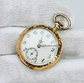 14K CELO ZLATÉ KAPESNÍ HODINKY OMEGA - GOLFOVÝ VZOR - FUNKČN