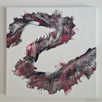 Ručně malované pouring umělecké dílo na plátně