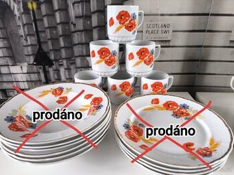 Retro porcelán - hrnky, talíře