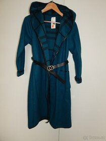 Nový dámský Italsky kabát s kapucí a páskem-