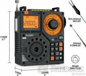 Raddy RF320 APP Control Rádio AIR, FM, VHF, MW, SW, WB