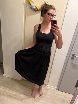 Černá nabíráná midi sukně, H&M, Vel. L