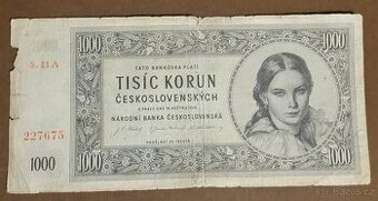 Bankovka 1000 korun z roku 1945,série 11A