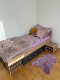 Postel 90x200cm s úložným prostorem+rošt