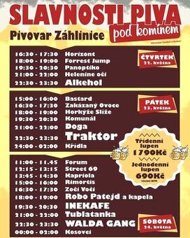 Lístky SLAVNOSTI PIVA POD KOMÍNEM 22.5 - 24.5.2025