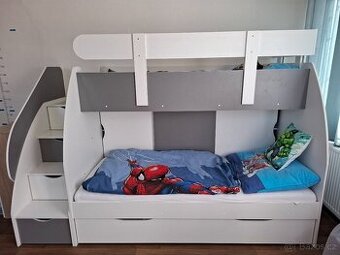 Dětská patrová postel se schody a šuplíky 2x 80x200