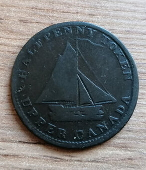 1/2 Penny token 1820 Upper Canada koloniální mince Kanada