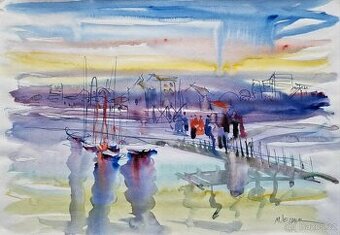 MOSHE LEIDER - (Akvarel) 4 , Impresionizmus