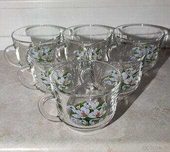 Sada skleněných poháru / hrnků s uchem 6 ks 230ml