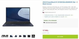 Asus ExpertBook B1500CB i3 1215u 12gen 16GB 512GB ssd 15,6"
