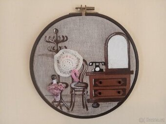 Obrázek plastický ve vyšívacím rámečku