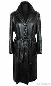 Kožený dámský černý dlouhý kabát ICAP PELLE vel. S - 1