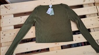 Módní khaki svetřík H&M,vel.L - 1