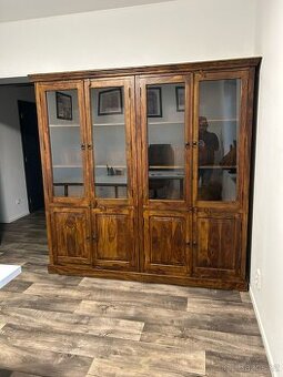 Prodám knihovnu z indického palisandru, originál, dovoz - 1