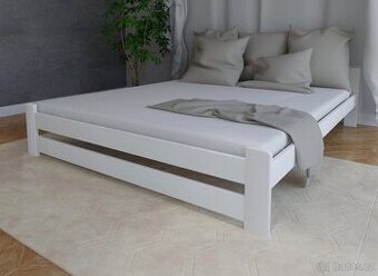 Nová postel 180x200 cm BÍLÁ MASIV BOROVICE + rošt