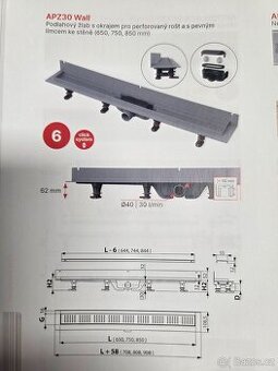 Žlábky do sprchy 75cm a 85cm
