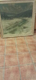 Starý obraz na plátne 115cm×115 cm František Myslivec