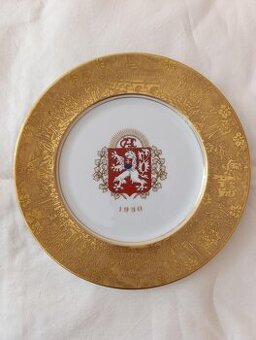 ČSR pamětní talíř 1930, státní znak - lev, k výročí nar. T.G - 1