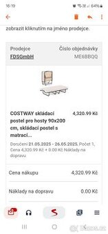 Postel skládací pro hosty