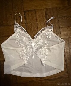 Bily top s motylem M-L