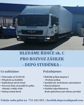 Hledáme řidiče sk. C pro rozvoz zásilek