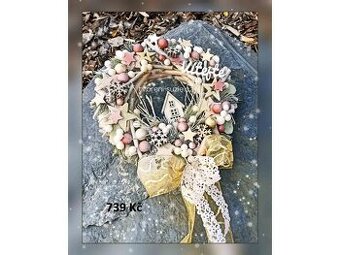 Vánoční dekorace - věnec, svícen, stromeček