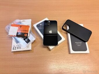 iPhone 13 mini 128 GB Midnight + Apple Leather Case + Spigen