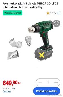 Aku horkovzdušná pistole PHLGA 20-Li D3