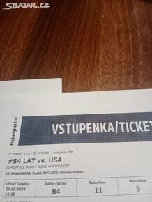 Lístky na MS v hokeji LAT vs. USA v Ostravě 21.5 - 1