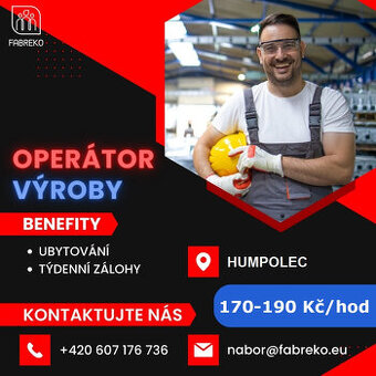 ĎELNÍK VE VÝROBĚ, NÁSTUP IHNED, HUMPOLEC