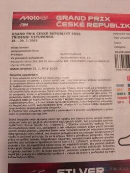 Prodám 4x lístek na Moto GP Brno
