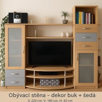 Obývací stěna,komoda a jídelní stůl
